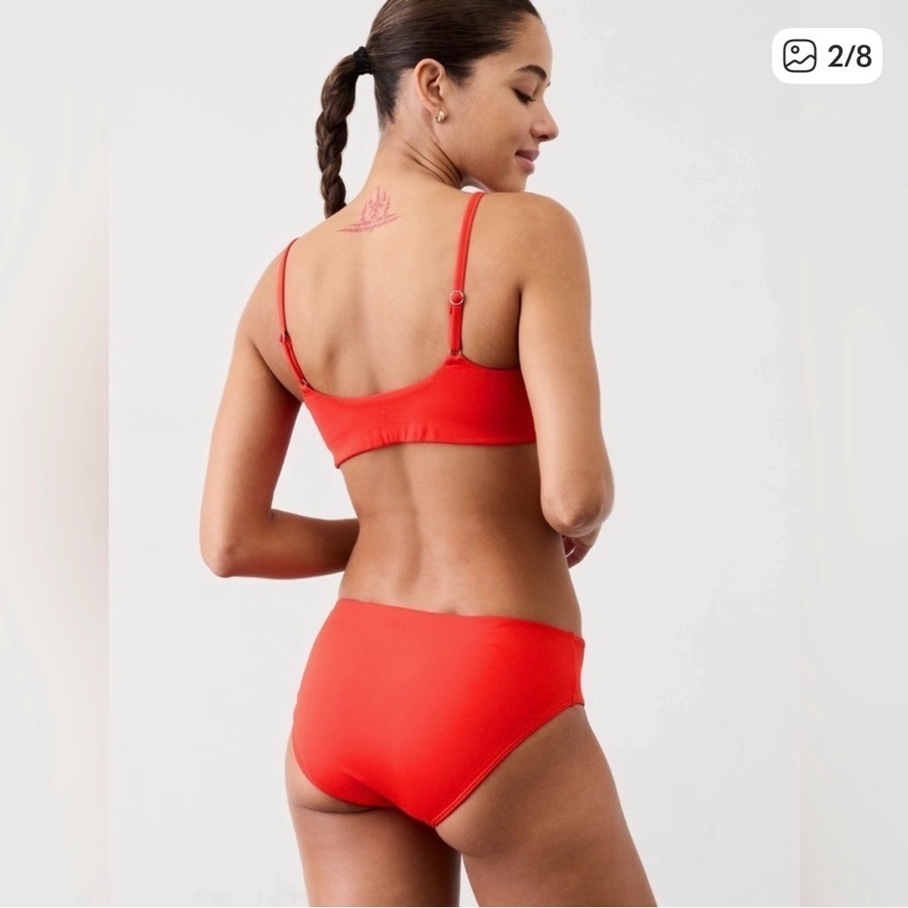 NWT Athleta 2 piece set of Scoop Bikini Top & Hipster Cardinal Swim Bottom Sz L